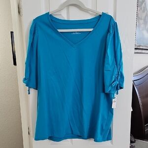 Blue V-Neck Women's Top